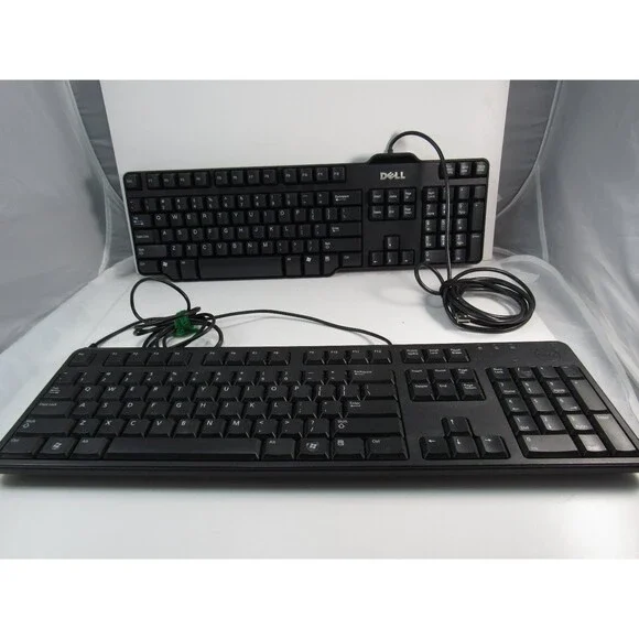 Dell Wired Keyboard KB212-B for PC USB Full Size Standard Layout - Lot Of 2