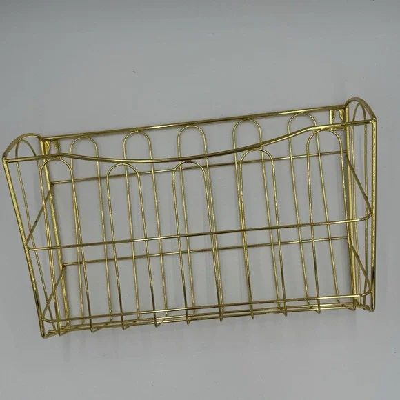 Gold Tone Wire Wall Mount‎ Basket Organizing