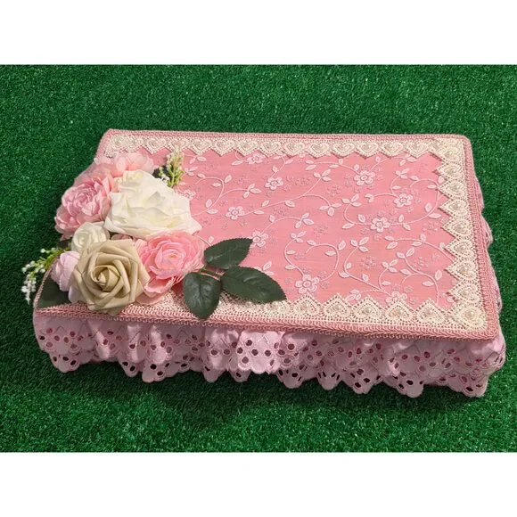 Hand-Restored Vintage Romantic Vanity Box & Shadow Box with Ornate Gold Mirror