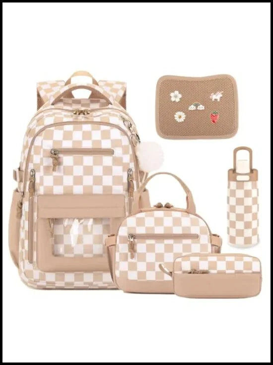 4pc Ita Backpack Set for Girls with Lunch Box & Pencil Pouch, Adjustable
