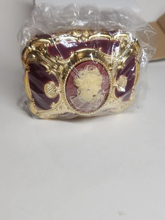New Antique Style Cameo Red Gold Music Jewelry Box Diamond Rhinestones