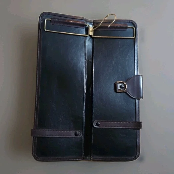 Genuine Leather Tie Travel Mjg Storage Case Hanging VTG Retro Organizer‎ Necktie
