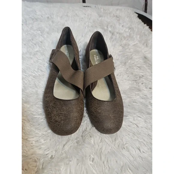 Ros Hommerson Womens Brown‎ Textured Mary Jane Elastic Strap Flats Size 9.5N