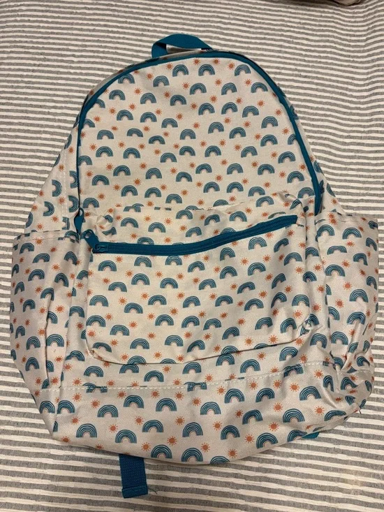 Kids Rainbow Print Backpack with Teal Trim