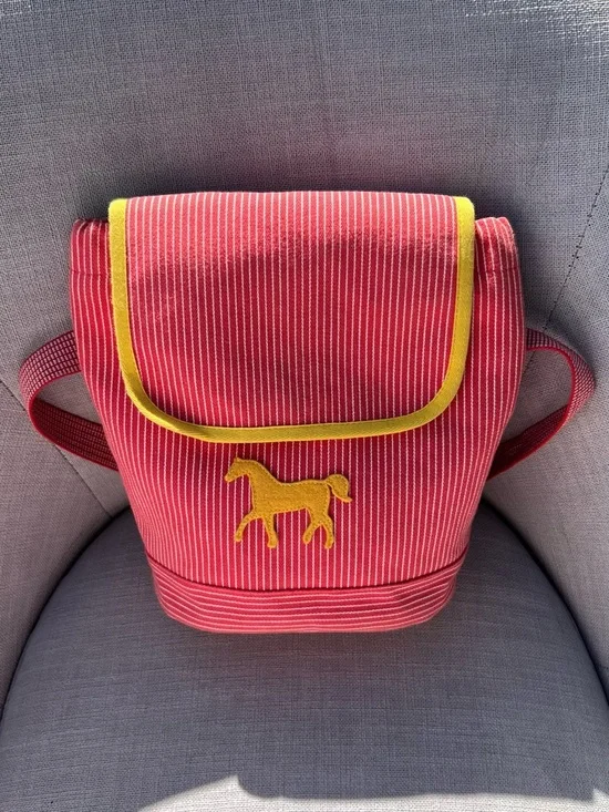 Hermès Rare Kids Horse Stripe Cavalcolor backpack in cotton  horse felt patch