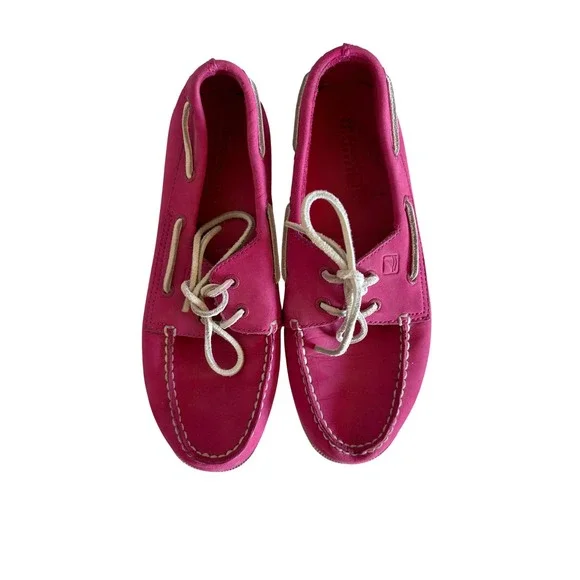 Sperry Top-Sider Authentic Original Hot Pink Leather Boat Shoes‎ Womens 7