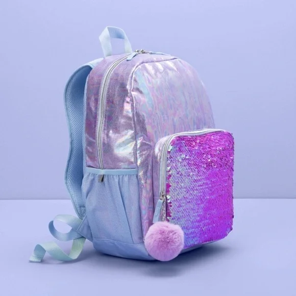 More Than Magic Girls Mother-of-Pearl Backpack Blue Pink NWT