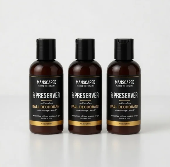 Lot 3 MANSCAPED The Crop Preserver Anti Chafing Mens Ball Deodorant 2oz New