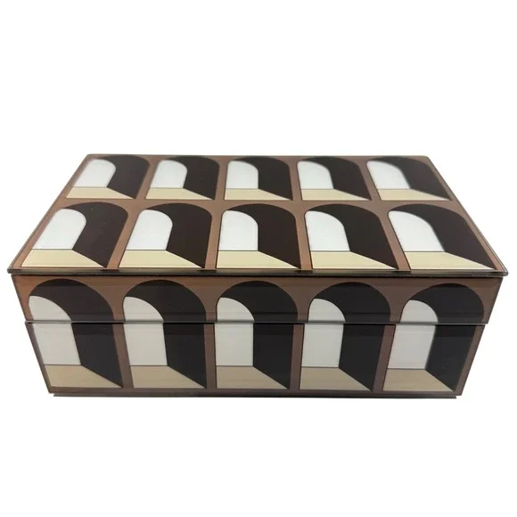 Richmond Interiors Vaya Small Storage Box Glass Jewelry Geometric Arch Arcade 8