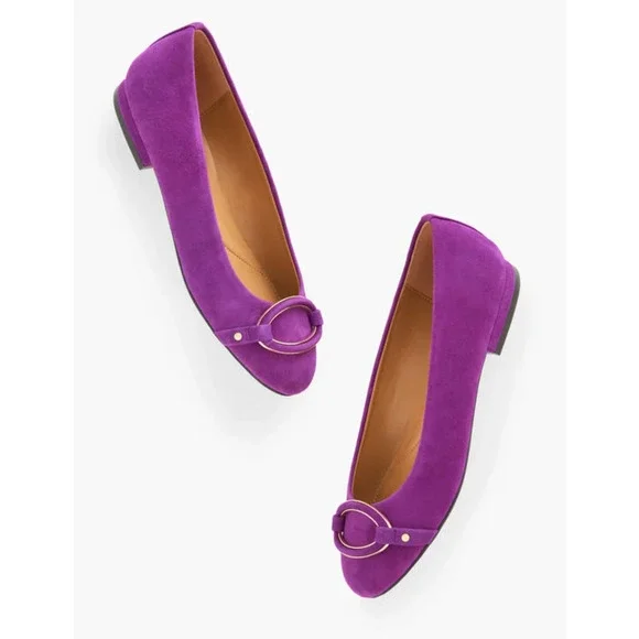 NEW TALBOTS MULBERRY WINE PURPLE MADISON BUCKLE SUEDE BALLET FLATS SHOES SZ 6.5