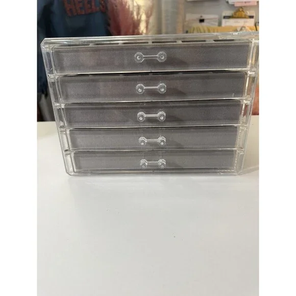 Compact 5-Drawer Jewelry Organizer with Customized Velvet Inserts - Acrylic