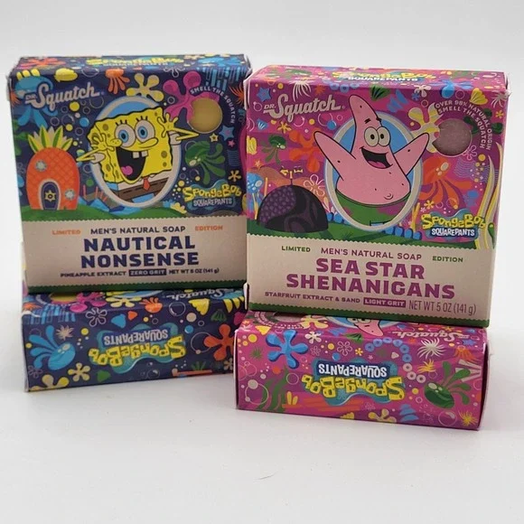 Dr. Squatch Spongebob (2) Sea Star (2) Nautical Nonsense Mens Natural Soap 5oz