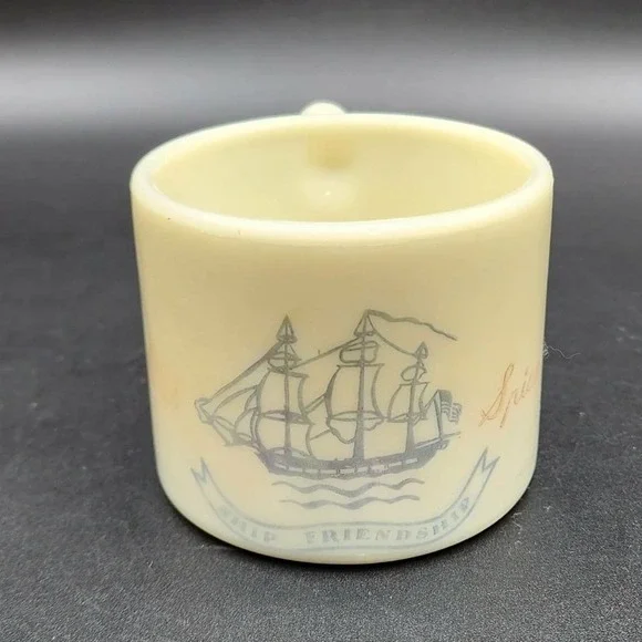 Old Spice Shaving Mug Ship Friendship Cream Milk Glass Mens‎ Vintage Shulton