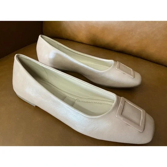 Journee Zimia Flats Womens 9 Tan Square Toe Buckle Comfort Foam