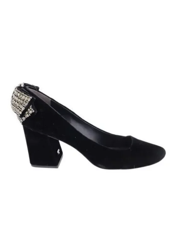 Tory Burch Josephine Black Velvet Pumps Sz 10.5