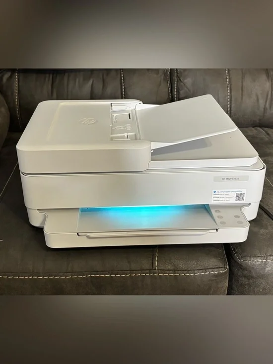 HP ENVY 6452e Printer in Light Gray with Blue Accent