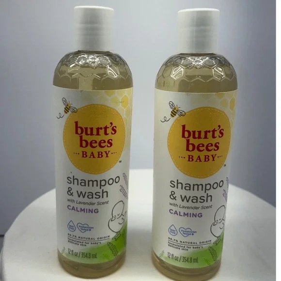 Burts Bees Baby Calming Shampoo and Wash Lavender 12oz 2 Pack Set Natural Origin