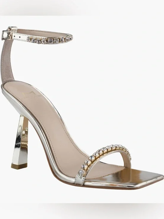 Marc Fisher LTD NWOB Karima Ankle Strap Sandal Heels In Gold Tone Size 6.5