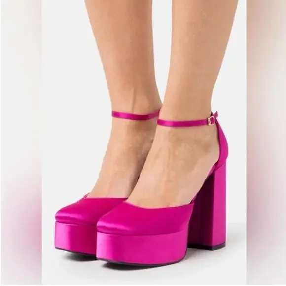 Madden Girl Magenta Pink Satin Dion Platform High Heel Pump