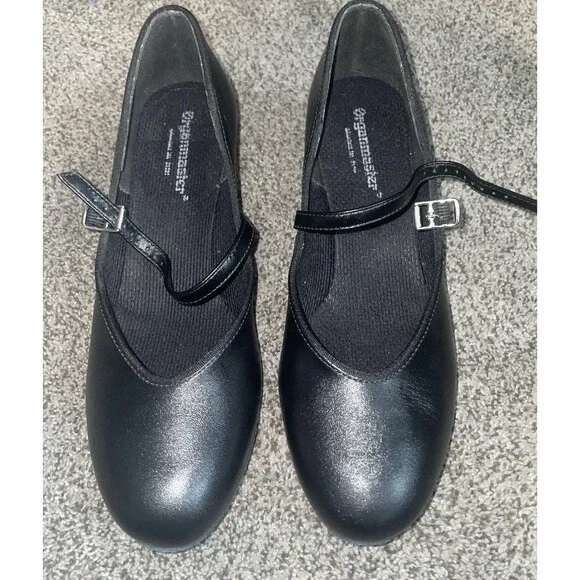 OrganMaster Mary Jane Black Leather Organ Shoes Womens 9 M Low Heel Buckle