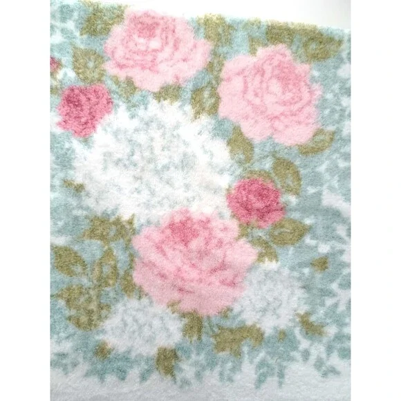 Vtg Fieldcrest Bath‎ Towel Fringe 100% Cotton Royal Velvet 27x48” Floral Cottage