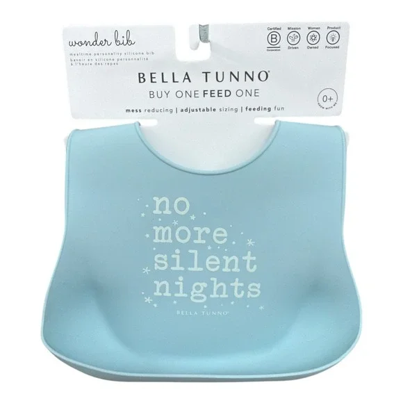 Bella Tunno Light Blue No More Silent Nights Silicone Wonder Bib NWT