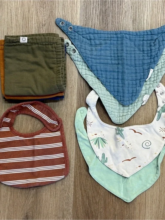Baby Bandana Bib Bundle Soft Muslin & Cotton Blend Crane Baby INDI