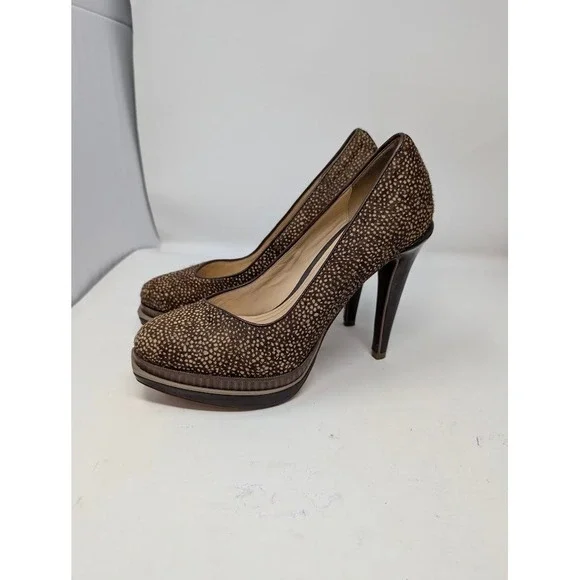Cole Haan Women's Chelsea Double Platform Pump brown animal print sz 7