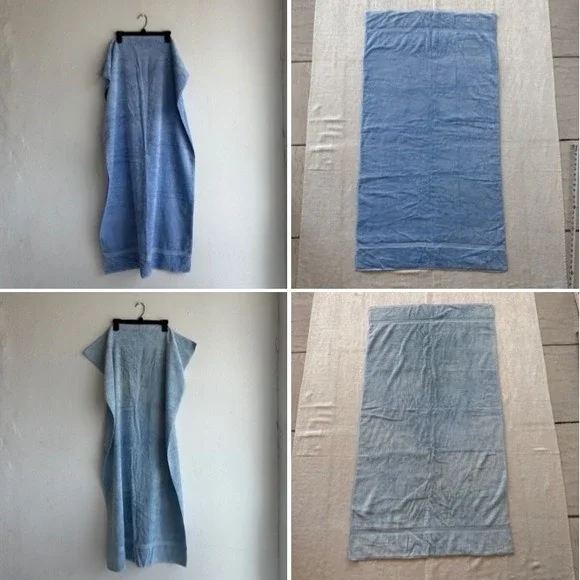 2pc Vintage Sears Superplush‎ Bath Towels Blue Set Lot 2 USA Heavy Cotton Retro