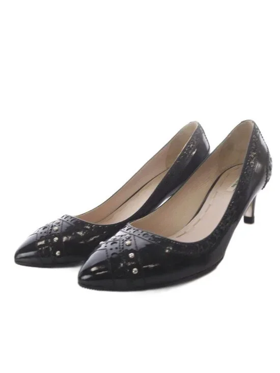 Miu Miu Miu Pumps High Heels Pointed Toe Studs Enamel Leather 36.5 Black