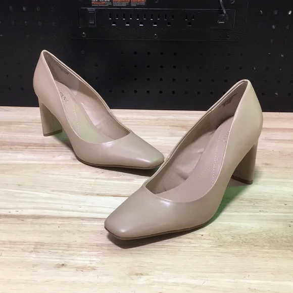 Alfani Classic Beige Block Heel Pumps - Women's Dress‎ Shoes