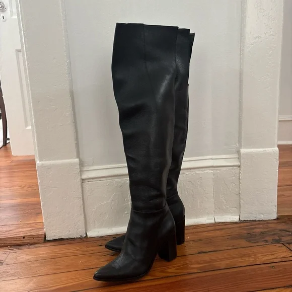 SCHUTZ Women’s Black Over-the-Knee Leather Boots