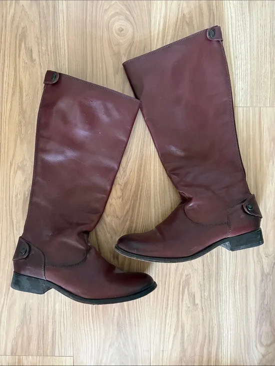 Frye Women's Tall Riding Boots in Burgundy / Dark Brown