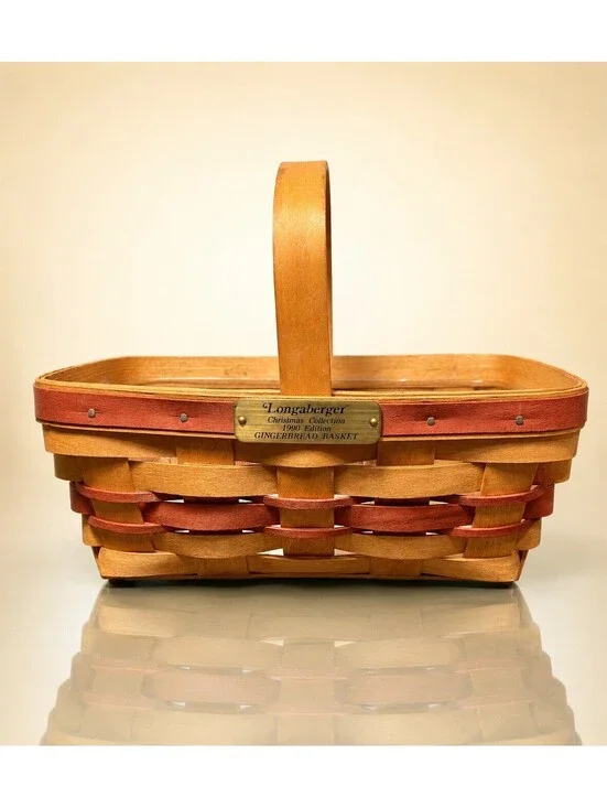 Longaberger 1990 Christmas Gingerbread Basket Signed Plastic Liner, 10x6.5”