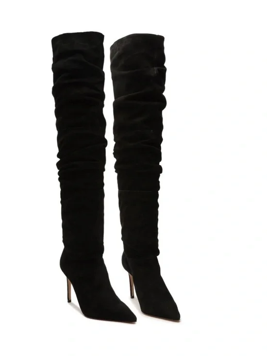 New Schutz Ashlee Over The Knee Black Suede Boot Size 8.5