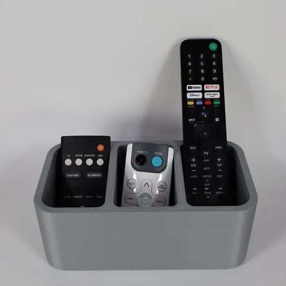 Remote Control Holder / TV Remote Caddy / Desktop Organizer - Holds 3 Remotes
