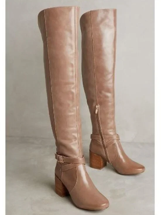Matiko Lakota Over-The-Knee Boots in Tan Leather – Size 9 / 39 Euro - NEW