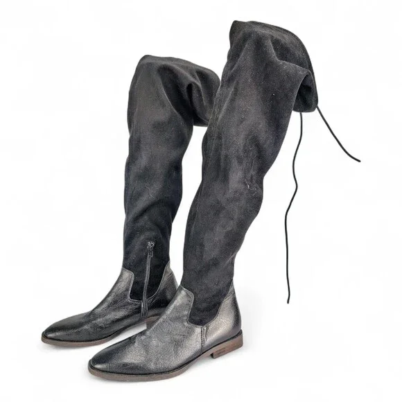 Free People Over-the-Knee Suede & Leather Boots Sz 5.5/6‎
