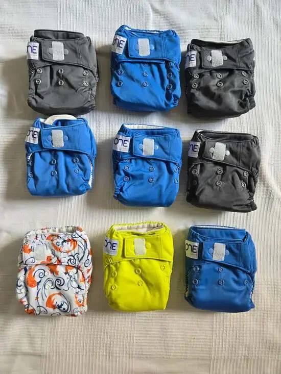 GroVia O.N.E. All-in-One Reusable Cloth Diapers, Bundle of 9