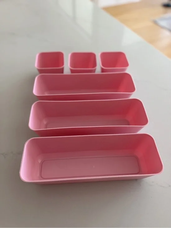 Pink Modular Drawer Organizer Set - 6-Piece Home Storage Trays