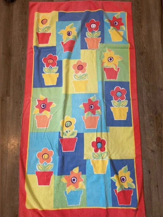 VTG Terrisol Floral Multicolor Large Beach Towel 100% Cotton
