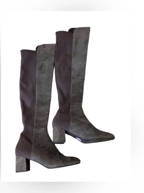 Stuart Weitzman Gillian 60 City Suede Over-The-Knee Boots Charcoal Gray Size 8.5