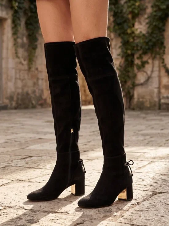 Tory Burch Laila Black Suede Otk Over The Knee Boots