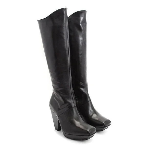John Fluevog On Course Collection Leeward knee high square toe leather boots 7.5