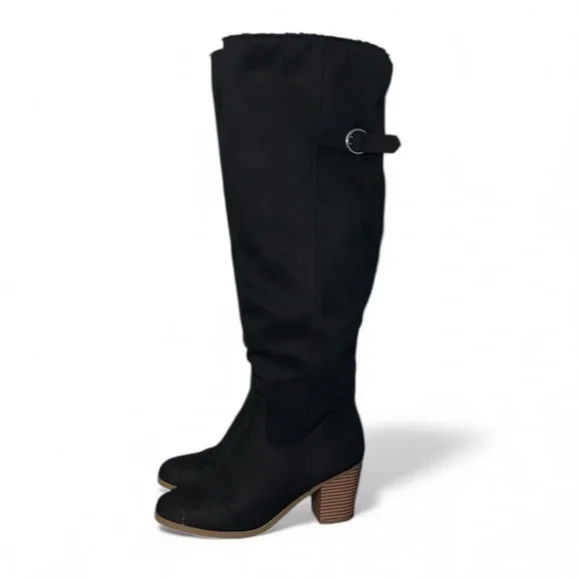 SUGAR OTK (Over the Knee) Slouchy Heeled Black Boots