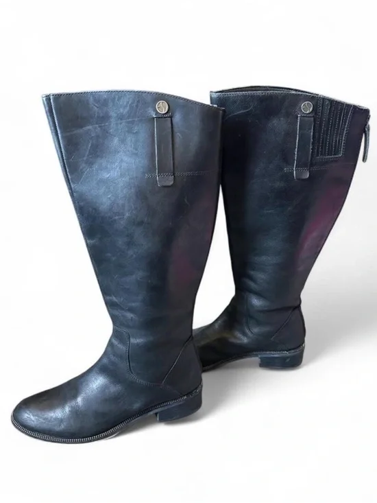 Women's Tall Leather Riding Boots - Black