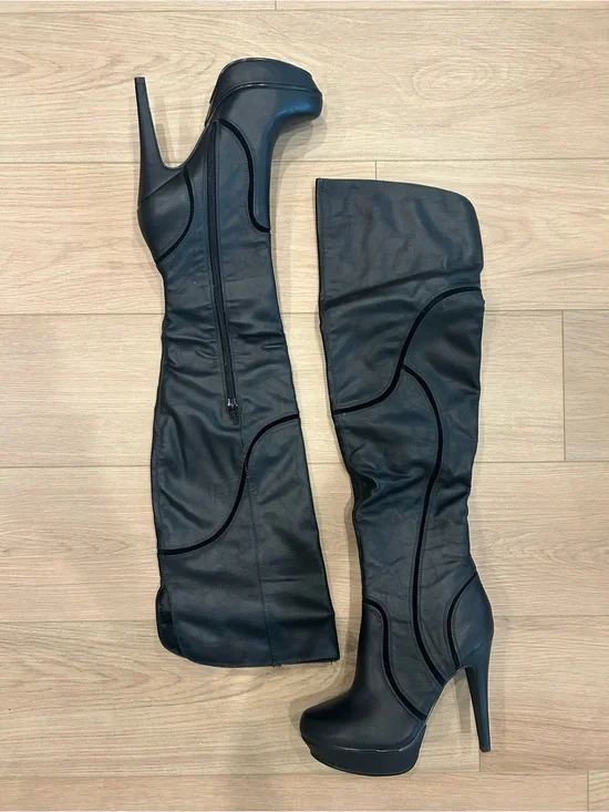 Aldo Black Over‑the‑Knee Platform Stiletto Boots • Size 6.5 👢🖤