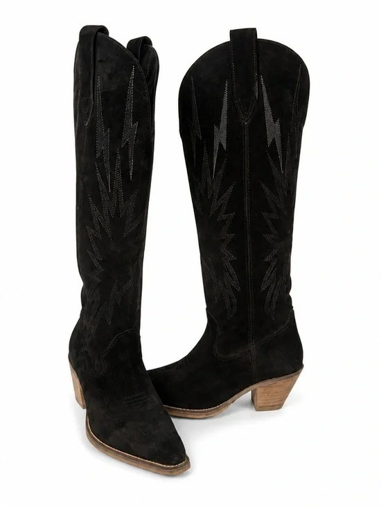 dingo Black Suede Over-the-Knee Western Boots