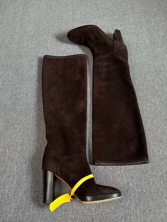 Loro Piana Dark Brown Suede Over-the-Knee Boot