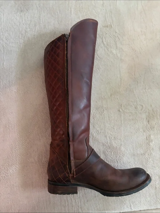 Justin Boots Brown Quilted Over-the-Knee Riding Boots